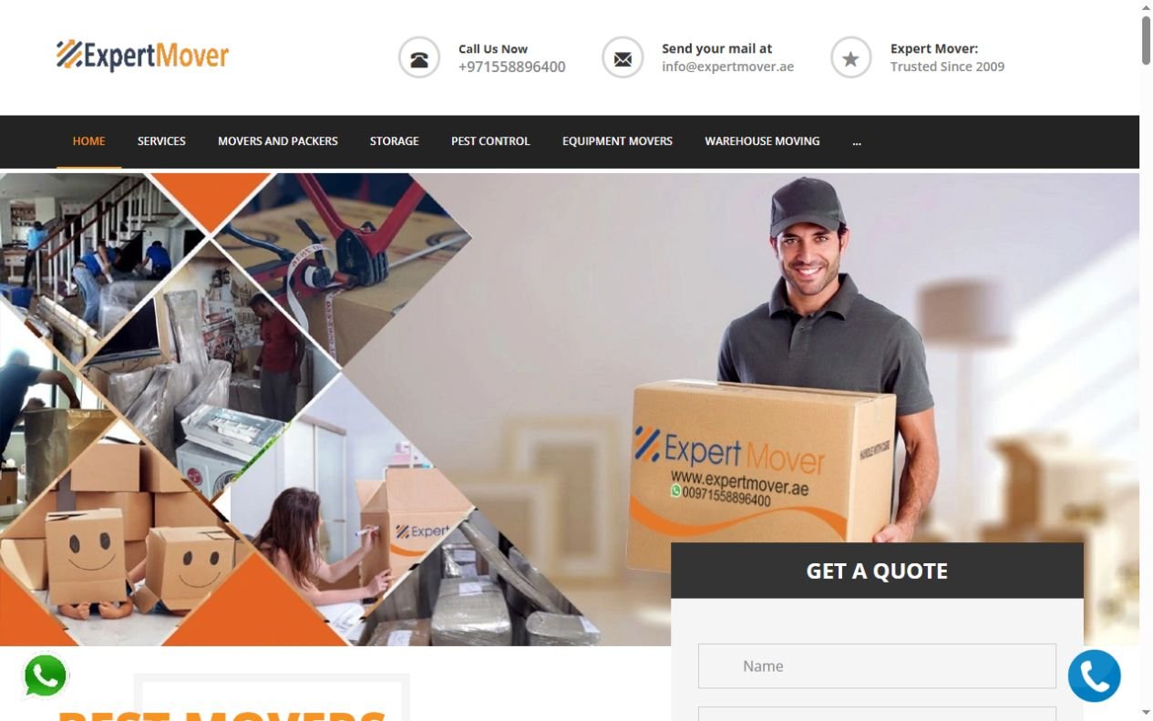 Expert Mover live website homepage